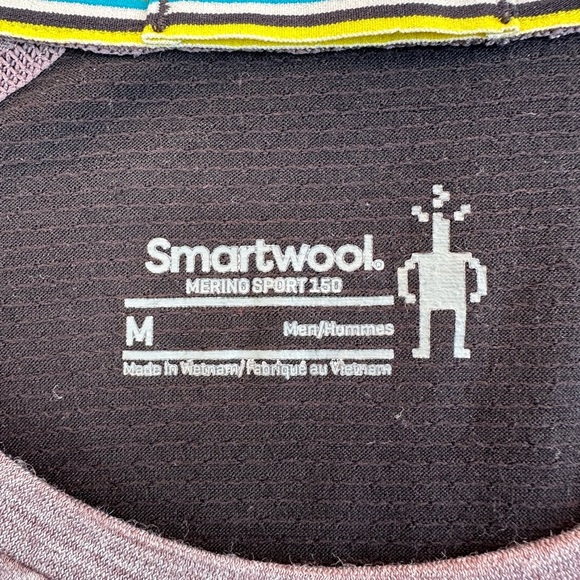 Men’s Smartwool Merino Sport 150 Crewneck Shirt | Size M | 3/4 Sleeve Black Grey - Picture 5 of 10